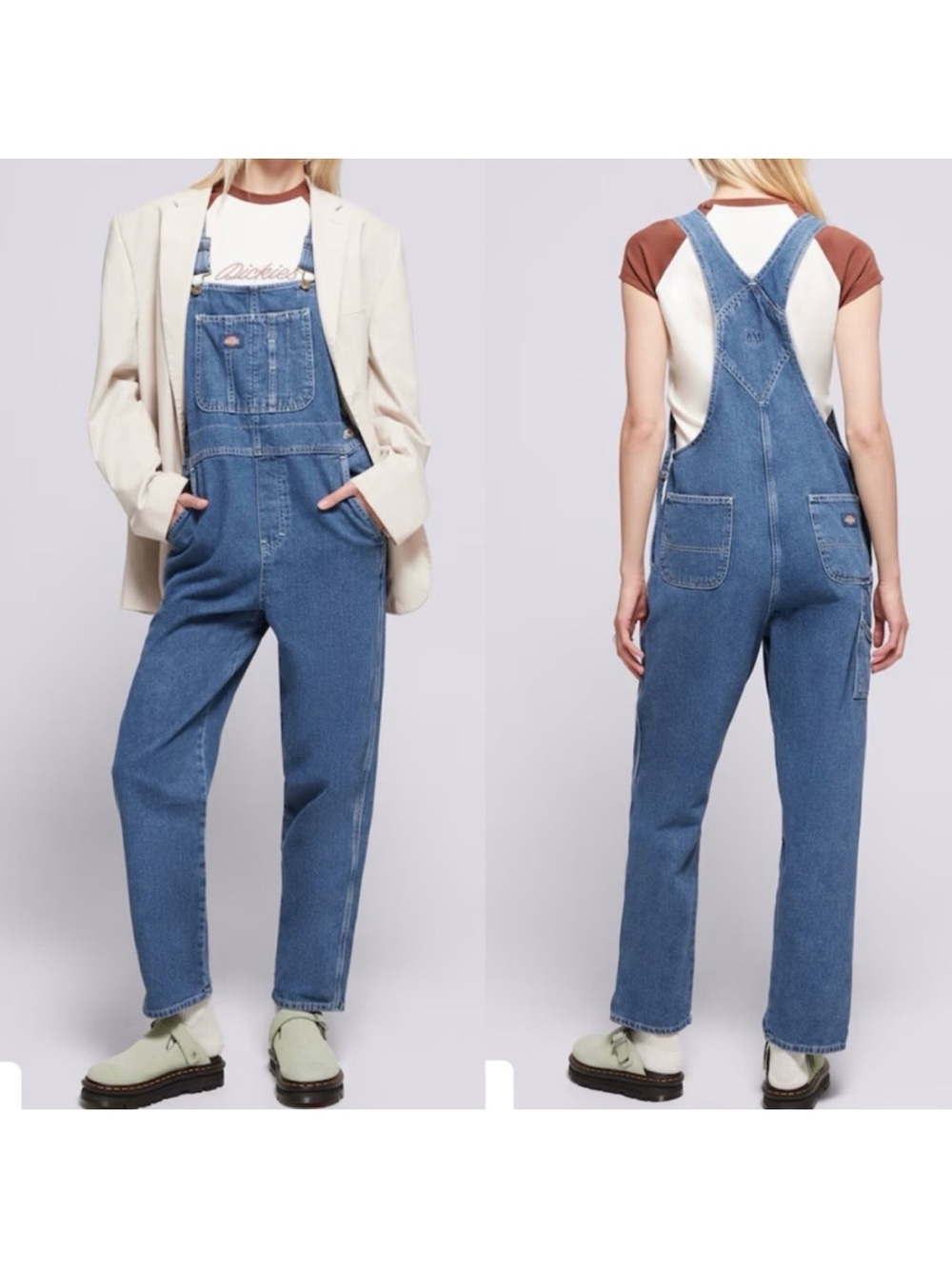 Dickies Heritage Bib Denim Overalls Medium Stone Wash Blue